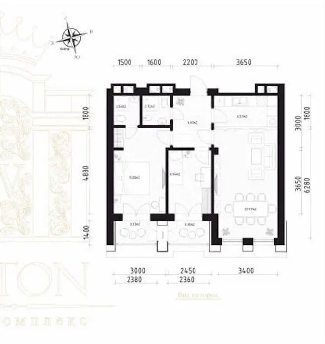 Продается 3-комнатная квартира в жк “WISTON” ор-р Ниезбек Йули центр!