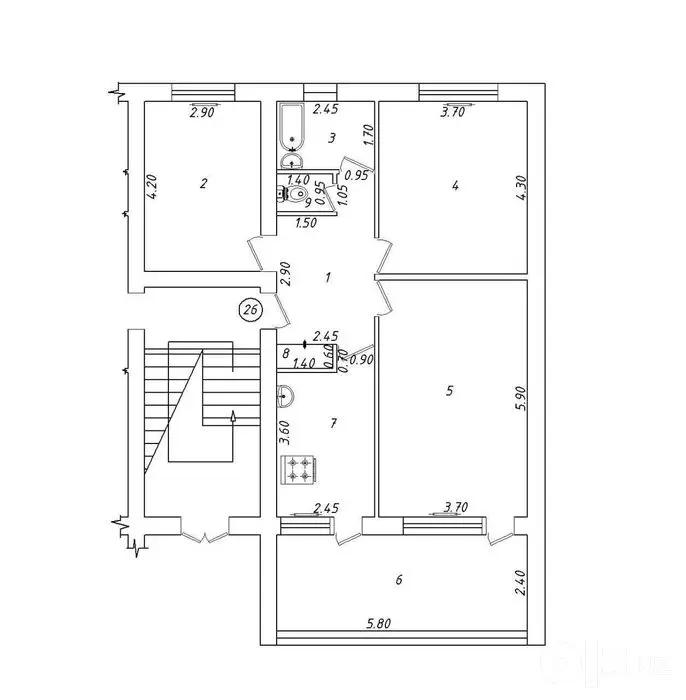 Спецплан 3-комнатная, 90 м², Кунаева ор-р Гостиница Россия