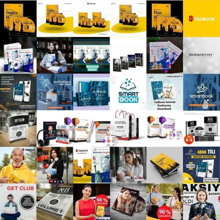 Tedbook smartbook booknomy getclub ingliz rus arab koreys tili kitob v